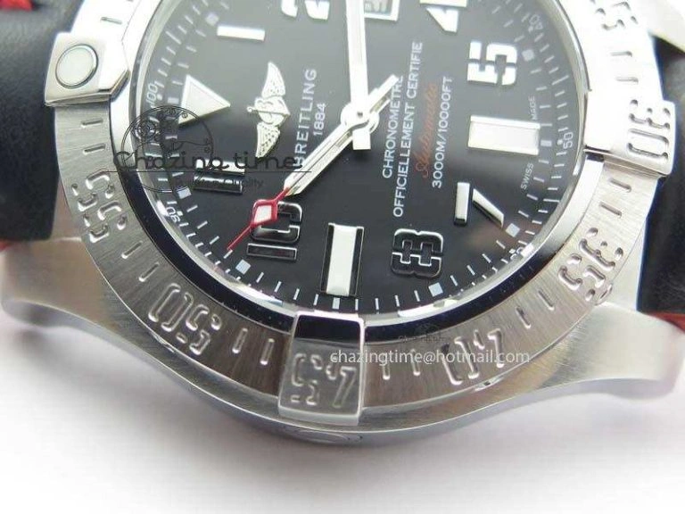 Seawolf SS 1:1 Best Edition Superlumed Black Numeral Dial On Leather Strap A2824
