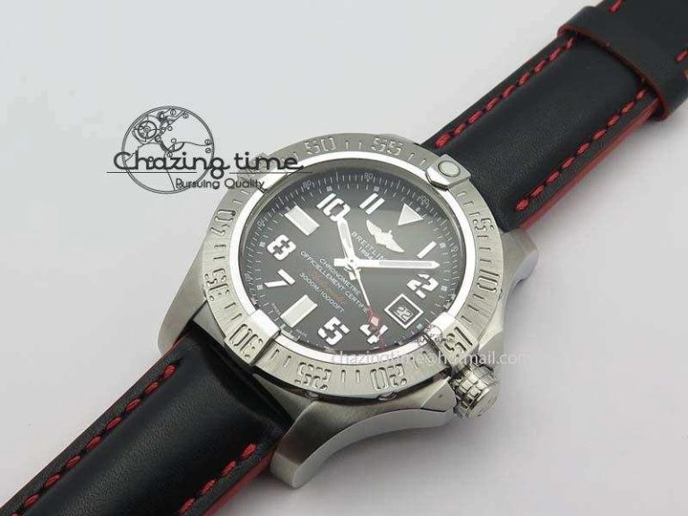 Seawolf SS 1:1 Best Edition Superlumed Black Numeral Dial On Leather Strap A2824