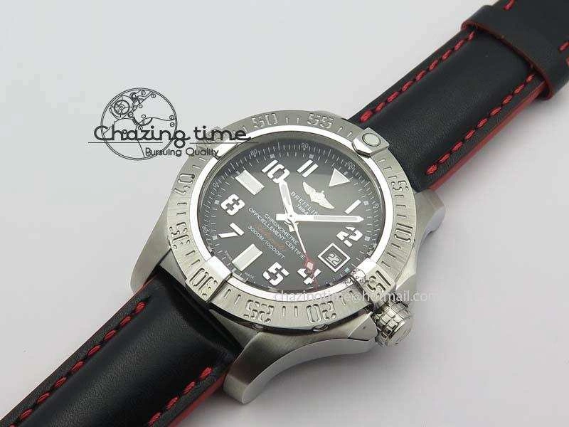 Seawolf SS 1:1 Best Edition Superlumed Black Numeral Dial On Leather Strap A2824