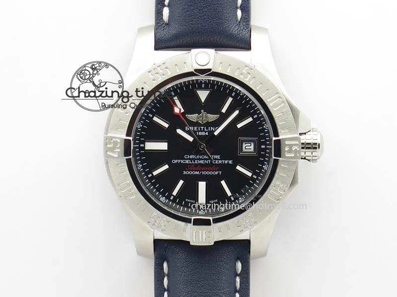 Seawolf SS 1:1 Best Edition Superlumed Black Sticks Dial On Leather Strap A2824