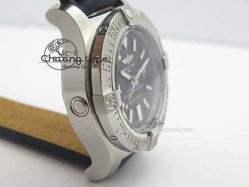 Seawolf SS 1:1 Best Edition Superlumed Black Sticks Dial On Leather Strap A2824