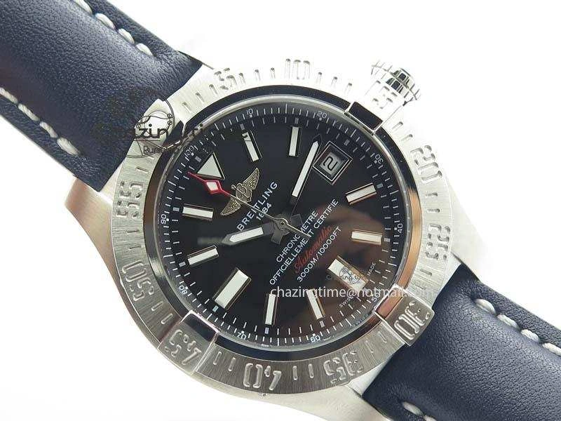 Seawolf SS 1:1 Best Edition Superlumed Black Sticks Dial On Leather Strap A2824