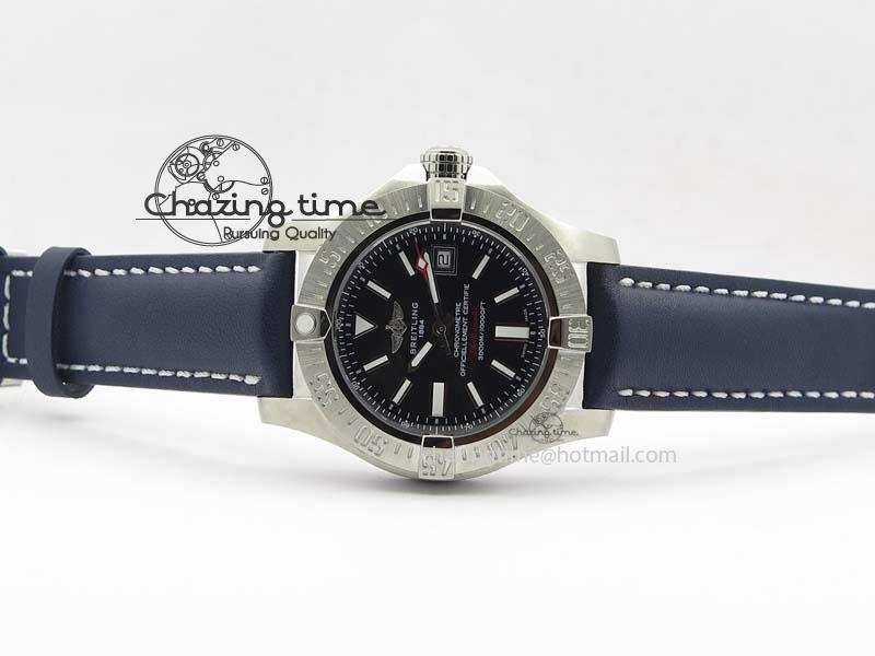 Seawolf SS 1:1 Best Edition Superlumed Black Sticks Dial On Leather Strap A2824