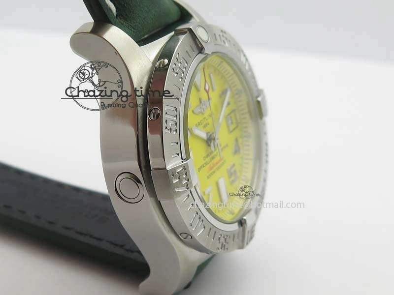 Seawolf SS 1:1 Best Edition Superlumed Yellow Numeral Dial On Leather Strap A2824