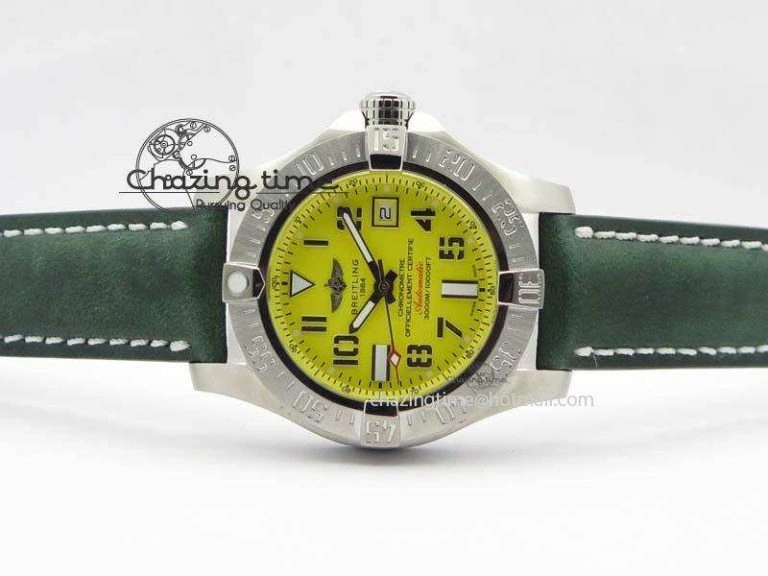 Seawolf SS 1:1 Best Edition Superlumed Yellow Numeral Dial On Leather Strap A2824