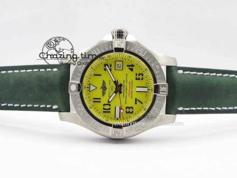 Seawolf SS 1:1 Best Edition Superlumed Yellow Numeral Dial On Leather Strap A2824