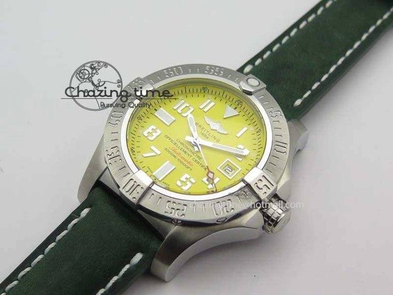 Seawolf SS 1:1 Best Edition Superlumed Yellow Numeral Dial On Leather Strap A2824