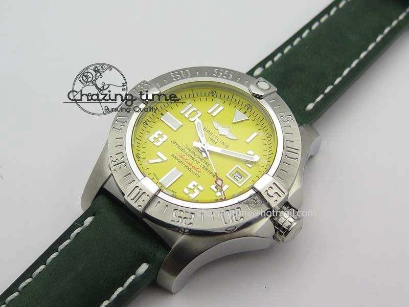 Seawolf SS 1:1 Best Edition Superlumed Yellow Numeral Dial On Leather Strap A2824