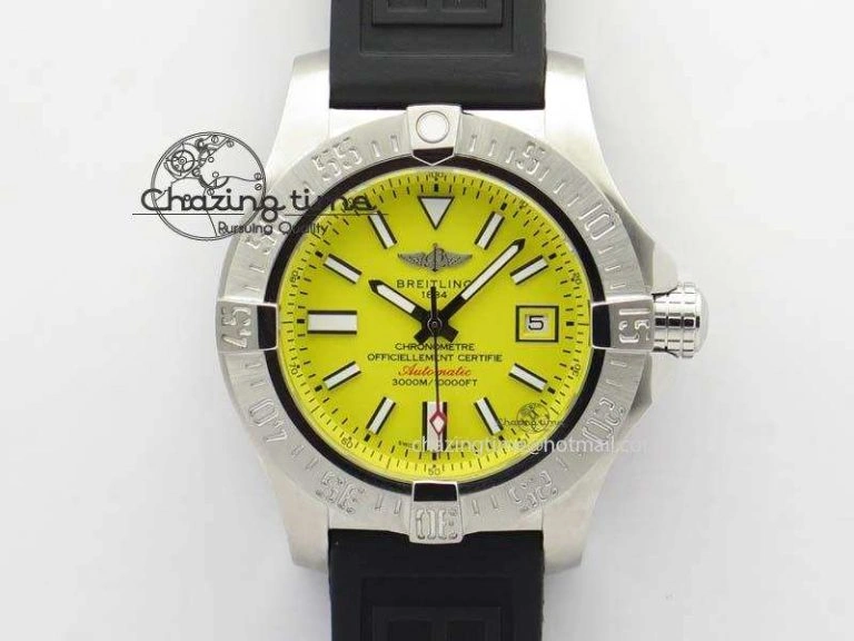 Seawolf SS 1:1 Best Edition Superlumed Yellow Sticks Dial On Rubber Strap A2824
