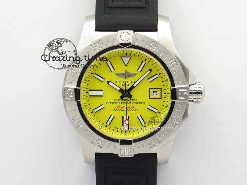 Seawolf SS 1:1 Best Edition Superlumed Yellow Sticks Dial On Rubber Strap A2824