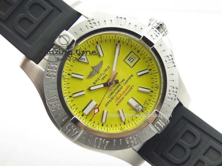 Seawolf SS 1:1 Best Edition Superlumed Yellow Sticks Dial On Rubber Strap A2824