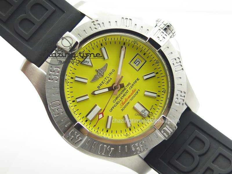 Seawolf SS 1:1 Best Edition Superlumed Yellow Sticks Dial On Rubber Strap A2824