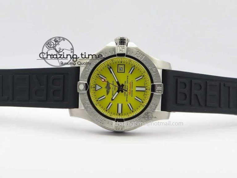 Seawolf SS 1:1 Best Edition Superlumed Yellow Sticks Dial On Rubber Strap A2824