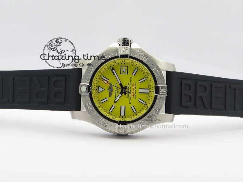 Seawolf SS 1:1 Best Edition Superlumed Yellow Sticks Dial On Rubber Strap A2824