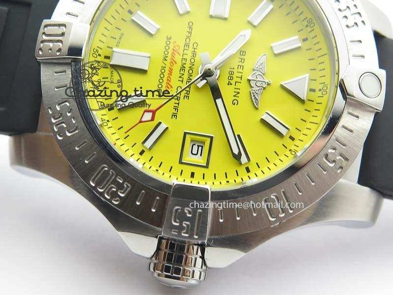 Seawolf SS 1:1 Best Edition Superlumed Yellow Sticks Dial On Rubber Strap A2824