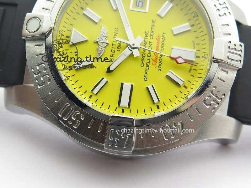 Seawolf SS 1:1 Best Edition Superlumed Yellow Sticks Dial On Rubber Strap A2824