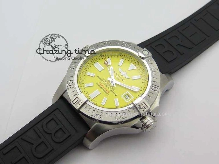 Seawolf SS 1:1 Best Edition Superlumed Yellow Sticks Dial On Rubber Strap A2824