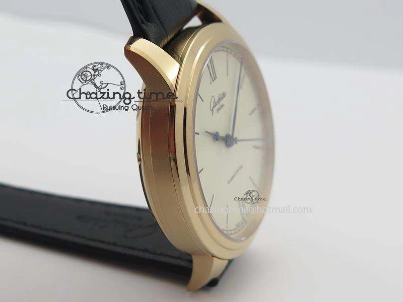Senator Excellence RG Cream Dial On Black Leather Strap A2824