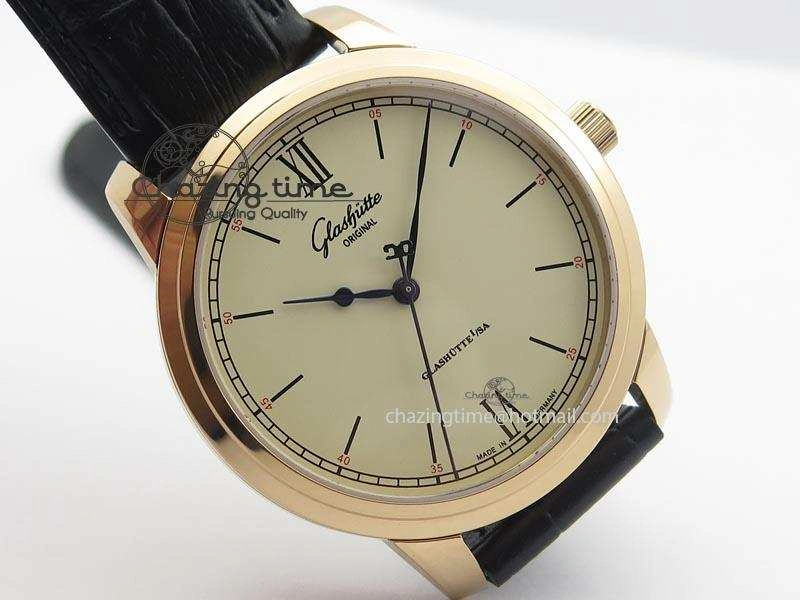 Senator Excellence RG Cream Dial On Black Leather Strap A2824