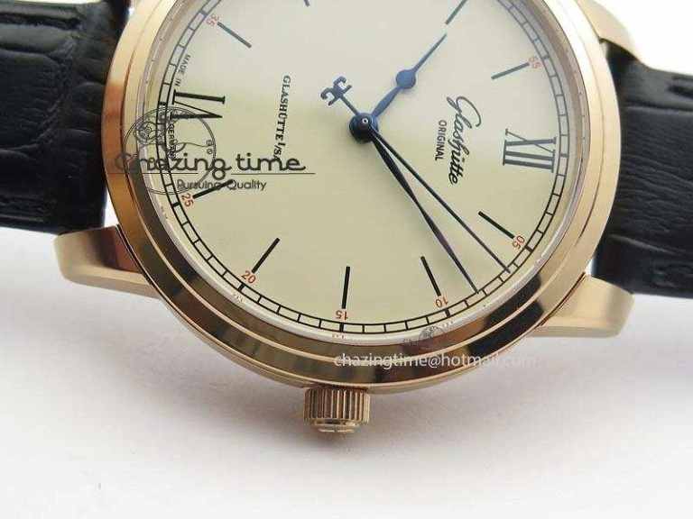Senator Excellence RG Cream Dial On Black Leather Strap A2824