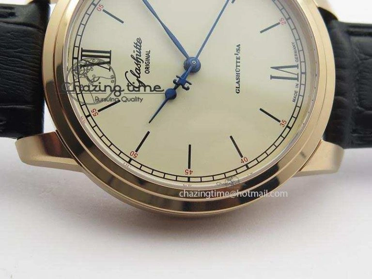 Senator Excellence RG Cream Dial On Black Leather Strap A2824