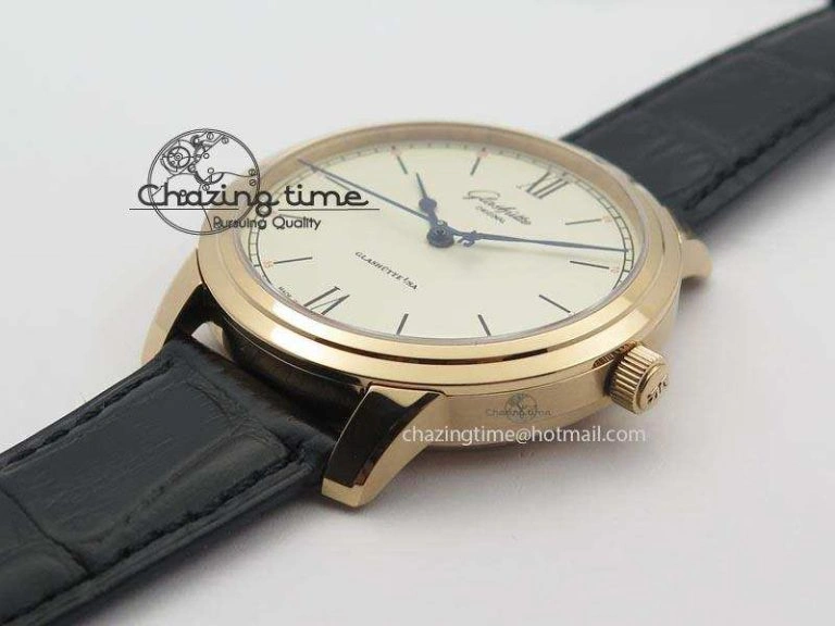 Senator Excellence RG Cream Dial On Black Leather Strap A2824