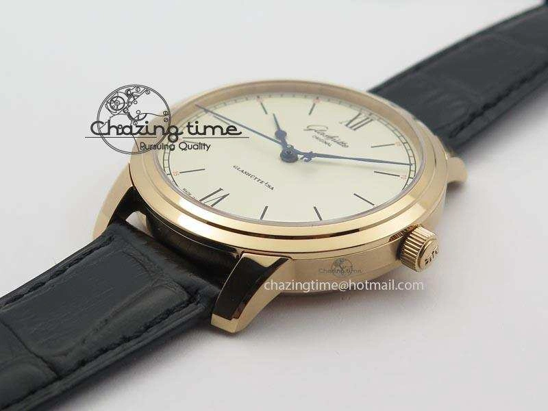 Senator Excellence RG Cream Dial On Black Leather Strap A2824