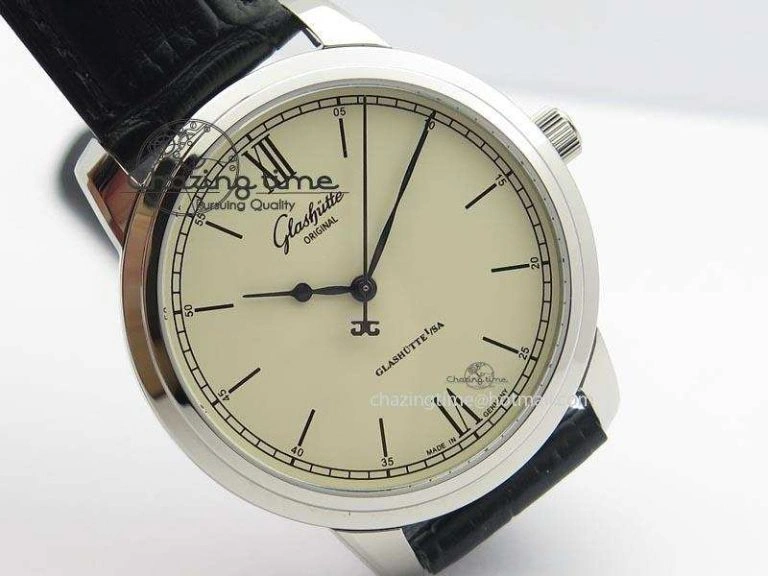 Senator Excellence SS Cream Dial On Black Leather Strap A2824