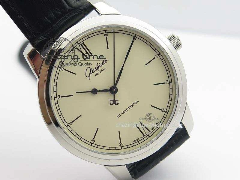Senator Excellence SS Cream Dial On Black Leather Strap A2824