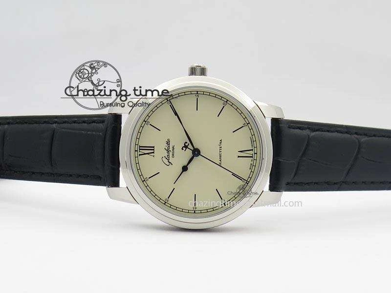 Senator Excellence SS Cream Dial On Black Leather Strap A2824