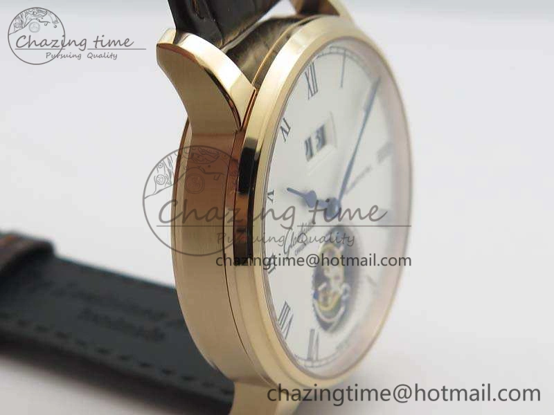 Senator Meissen Tourbillon Double Date RG White Dial On Brown Leather Strap