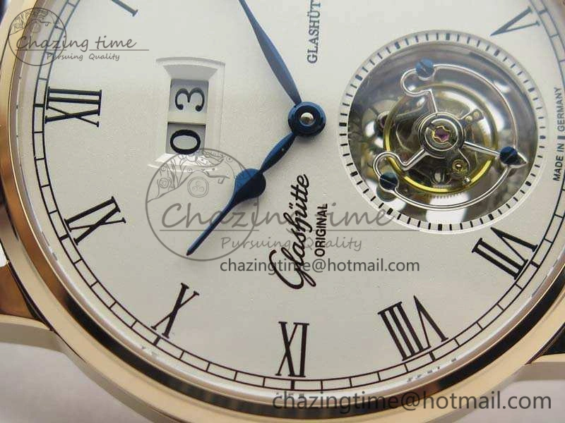 Senator Meissen Tourbillon Double Date RG White Dial On Brown Leather Strap