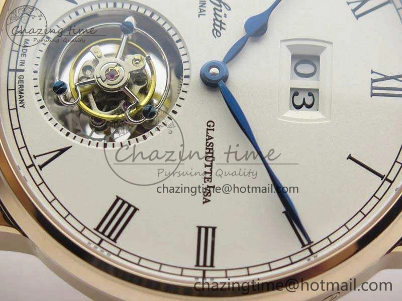Senator Meissen Tourbillon Double Date RG White Dial On Brown Leather Strap