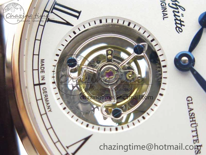 Senator Meissen Tourbillon Double Date RG White Dial On Brown Leather Strap