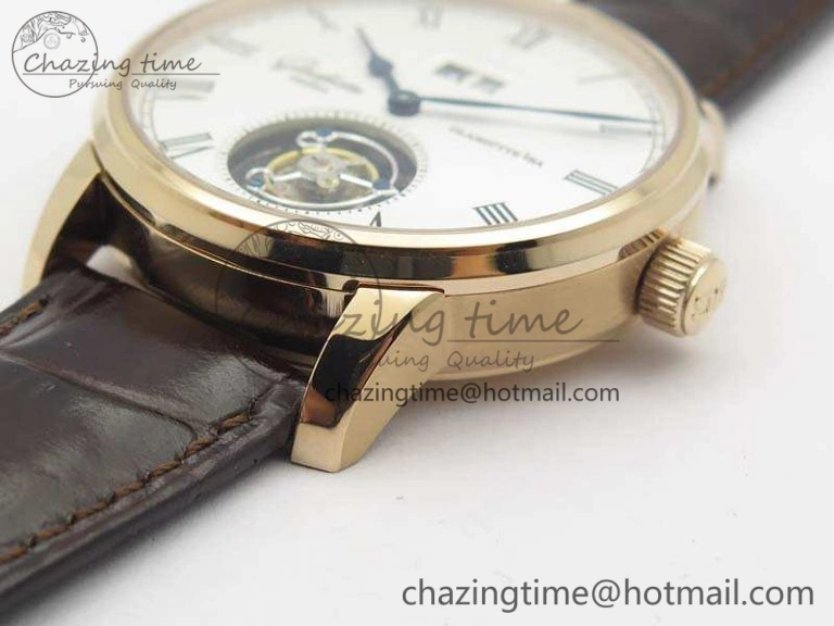 Senator Meissen Tourbillon Double Date RG White Dial On Brown Leather Strap