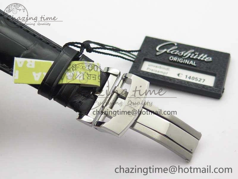 Senator Meissen Tourbillon Double Date SS White Dial On Black Leather Strap