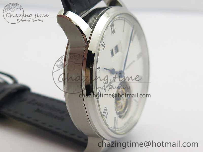 Senator Meissen Tourbillon Double Date SS White Dial On Black Leather Strap