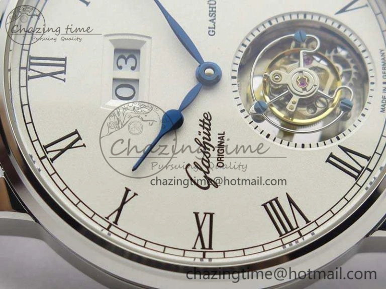 Senator Meissen Tourbillon Double Date SS White Dial On Black Leather Strap