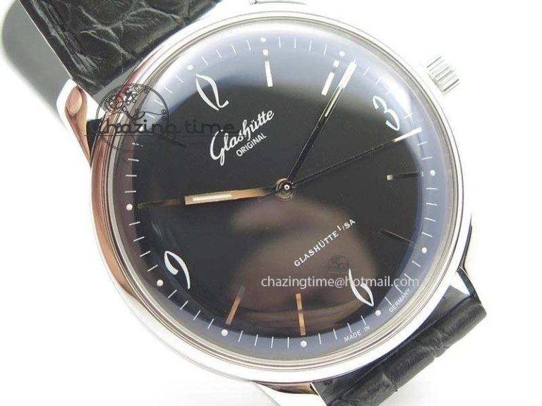 Senator Sixties SS Black Dial On Black Leather Strap A3959