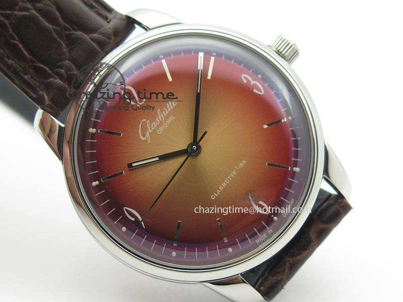 Senator Sixties SS Red Dial On Brown Leather Strap A3959