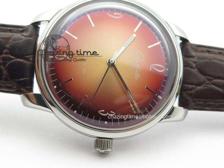 Senator Sixties SS Red Dial On Brown Leather Strap A3959