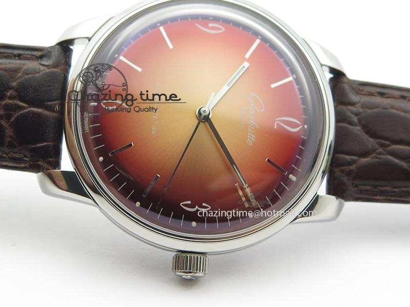 Senator Sixties SS Red Dial On Brown Leather Strap A3959