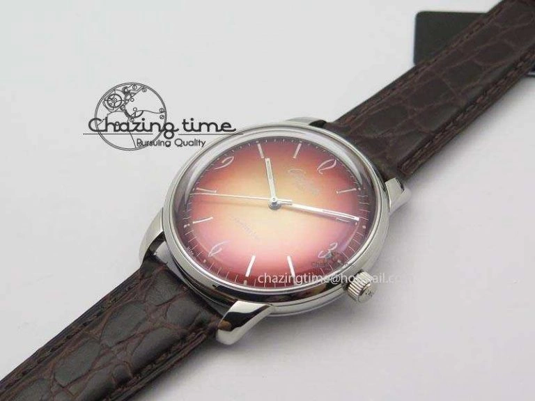 Senator Sixties SS Red Dial On Brown Leather Strap A3959