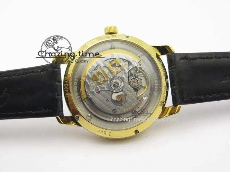 Senator Sixties YG Black Dial On Black Leather Strap A3959