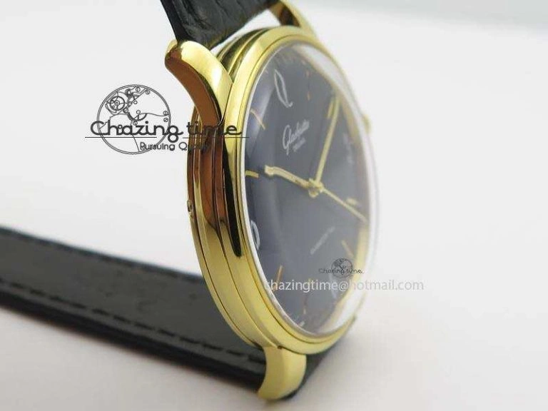 Senator Sixties YG Black Dial On Black Leather Strap A3959