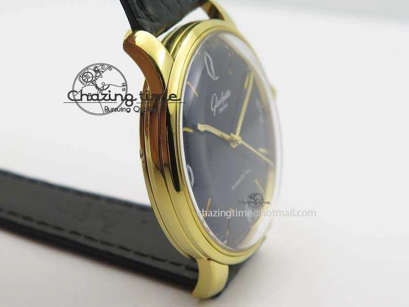 Senator Sixties YG Black Dial On Black Leather Strap A3959