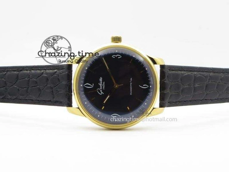 Senator Sixties YG Black Dial On Black Leather Strap A3959
