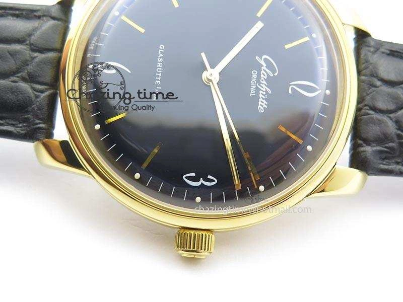 Senator Sixties YG Black Dial On Black Leather Strap A3959