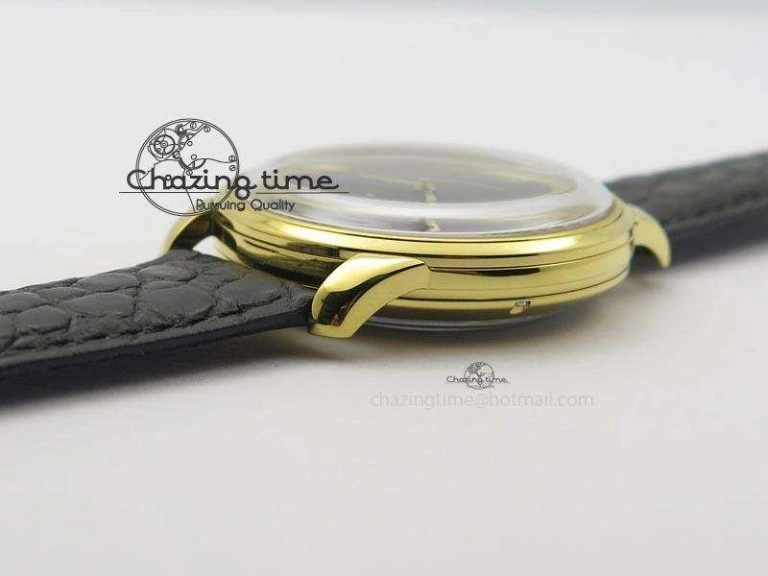 Senator Sixties YG Black Dial On Black Leather Strap A3959
