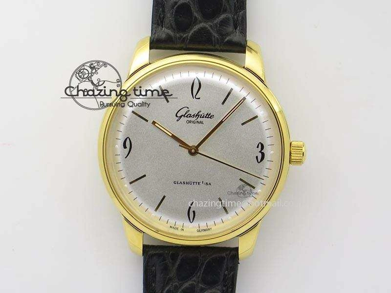 Senator Sixties YG White Dial On Black Leather Strap A3959
